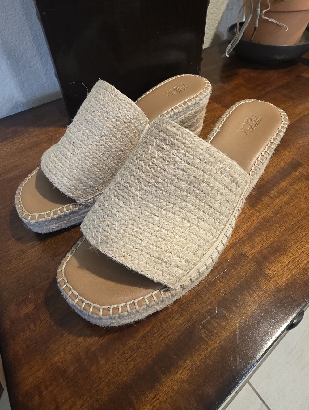 Nordstrom Rack Claire Jute Wedge Slide Sandals Size 10